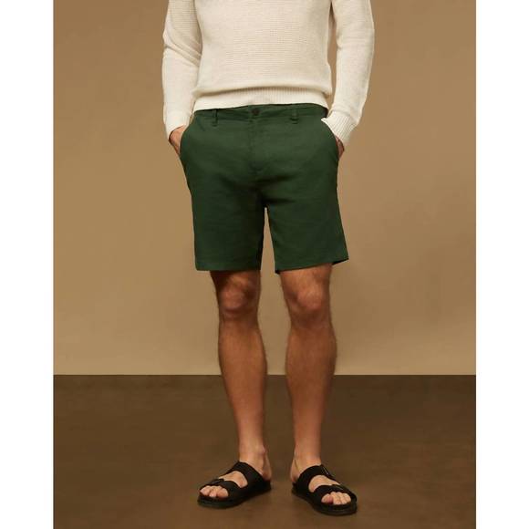 NEW ONIA men stretch linen traveler short in forest green - Picture 1 of 7
